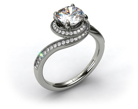 18k White Gold Enclosed Pave Halo